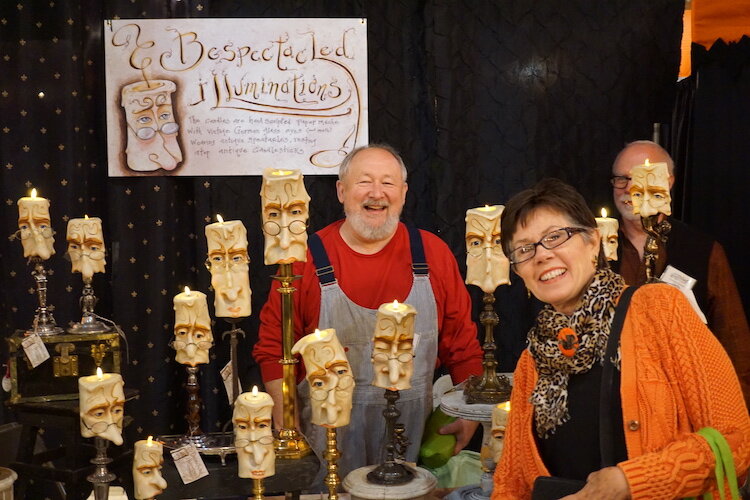 One of the many artists who display work at the Bewitching Peddlers of Halloween Show.