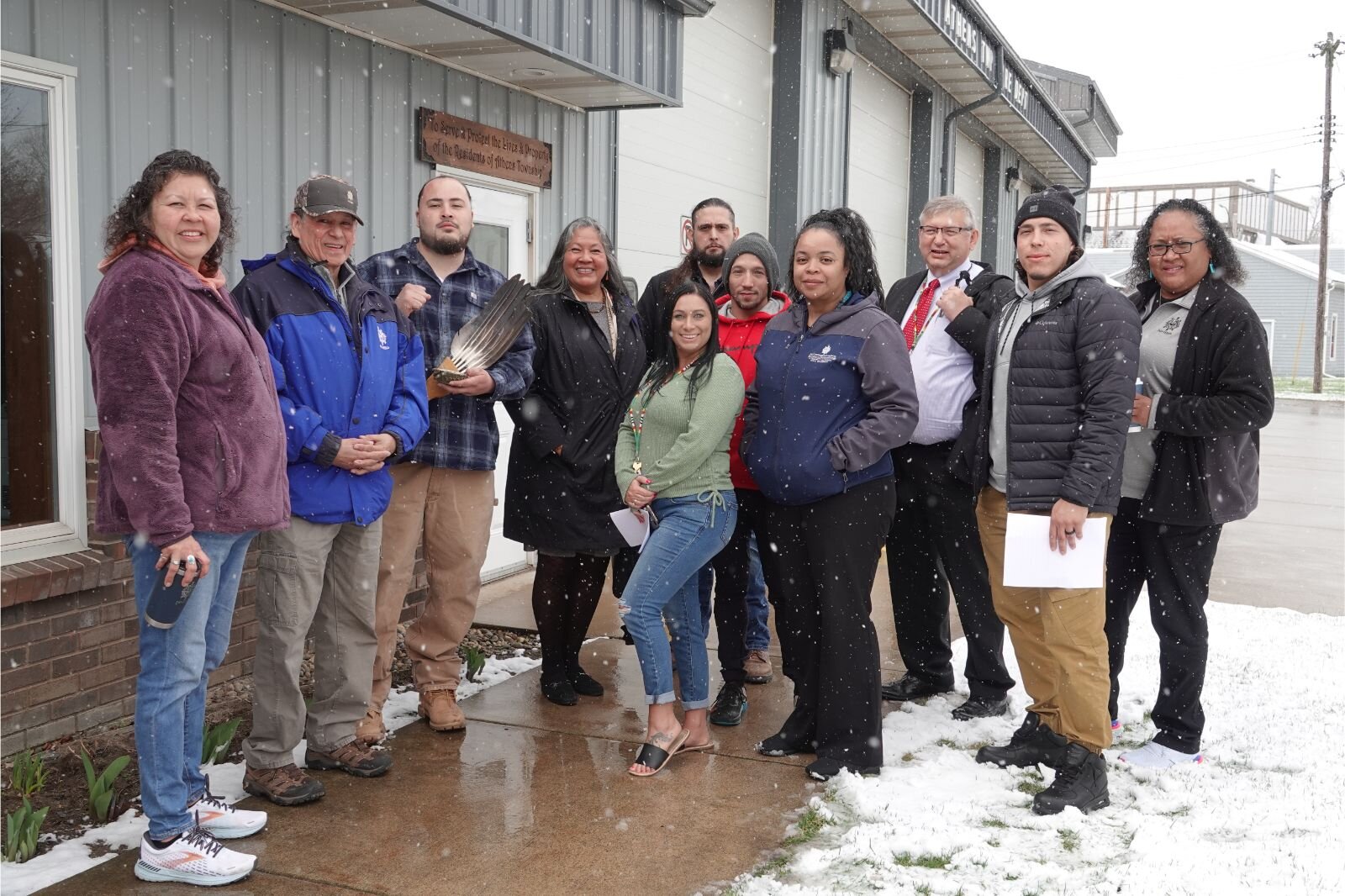  From left, NHBP Tribal Members who attended the Athens Township Board meeting. A full list of those pictured can be found below.