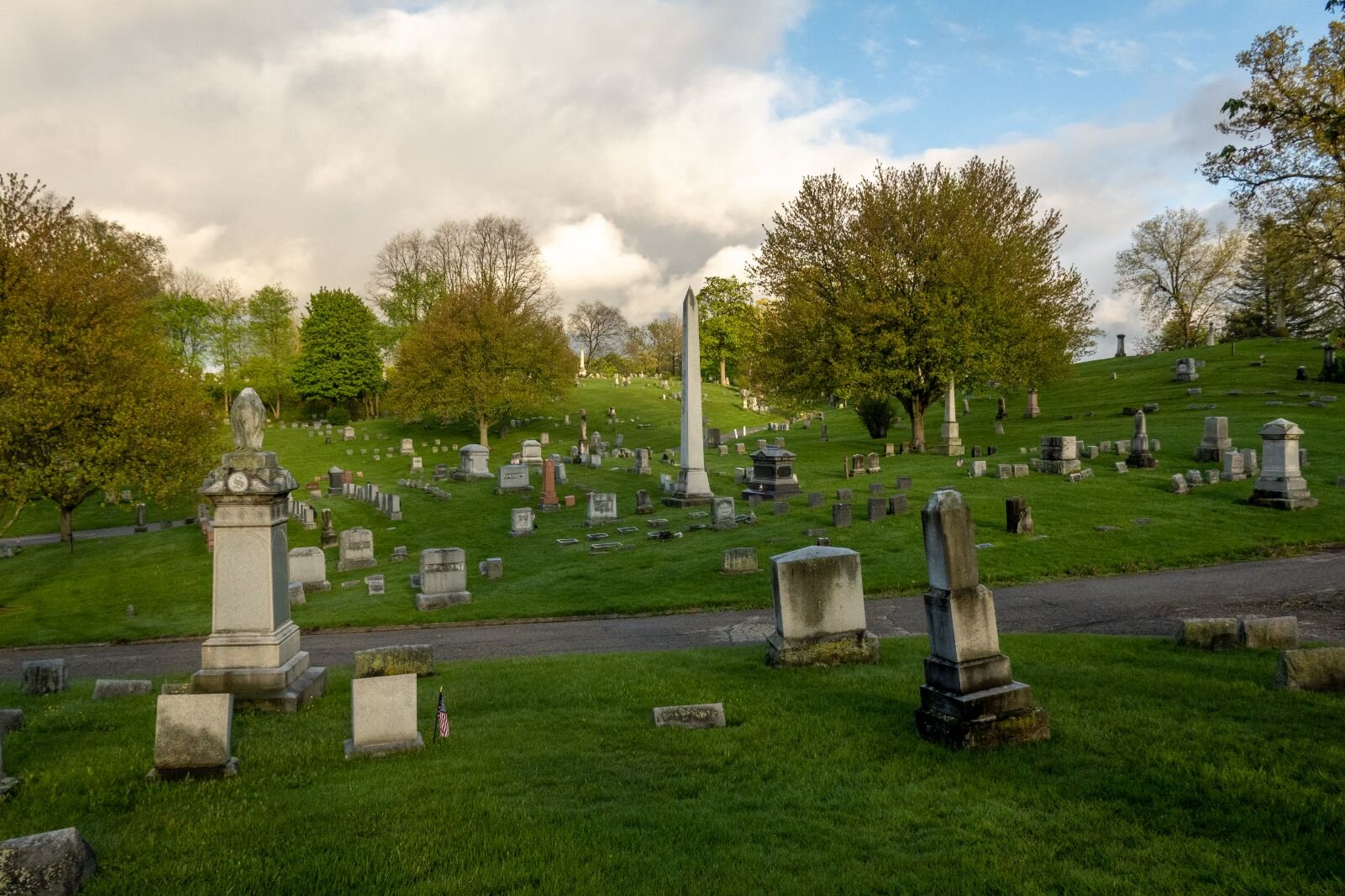 The size and style of the tombstones and markers at Mountain Home Cemetery cover a wide variety of tastes and styles. 