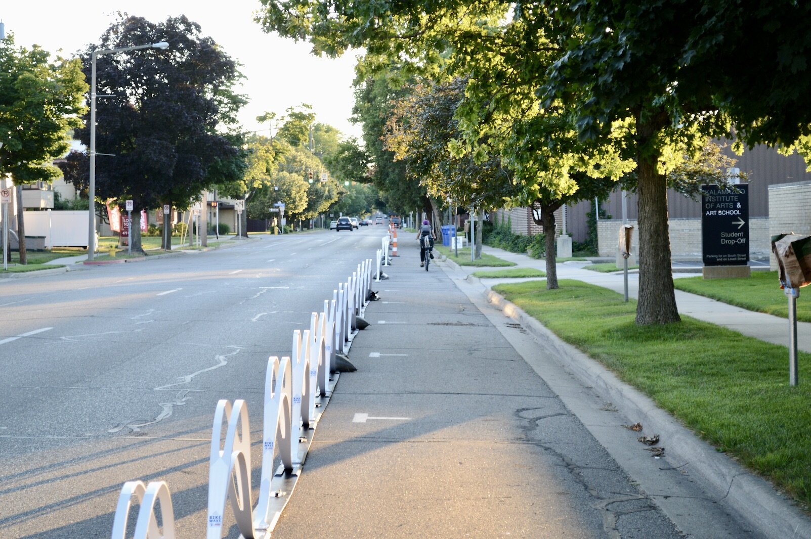 The Bike Wave on Lovell, a two-way protected bike lane pilot from the Kalamazoo Mall into the Vine Neighborhood, ran from August-October. 