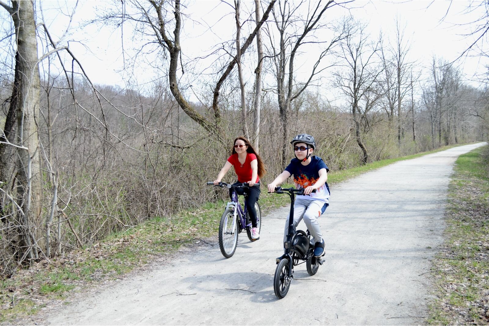 All levels of bike riders out on a nice Saturday, April 23.