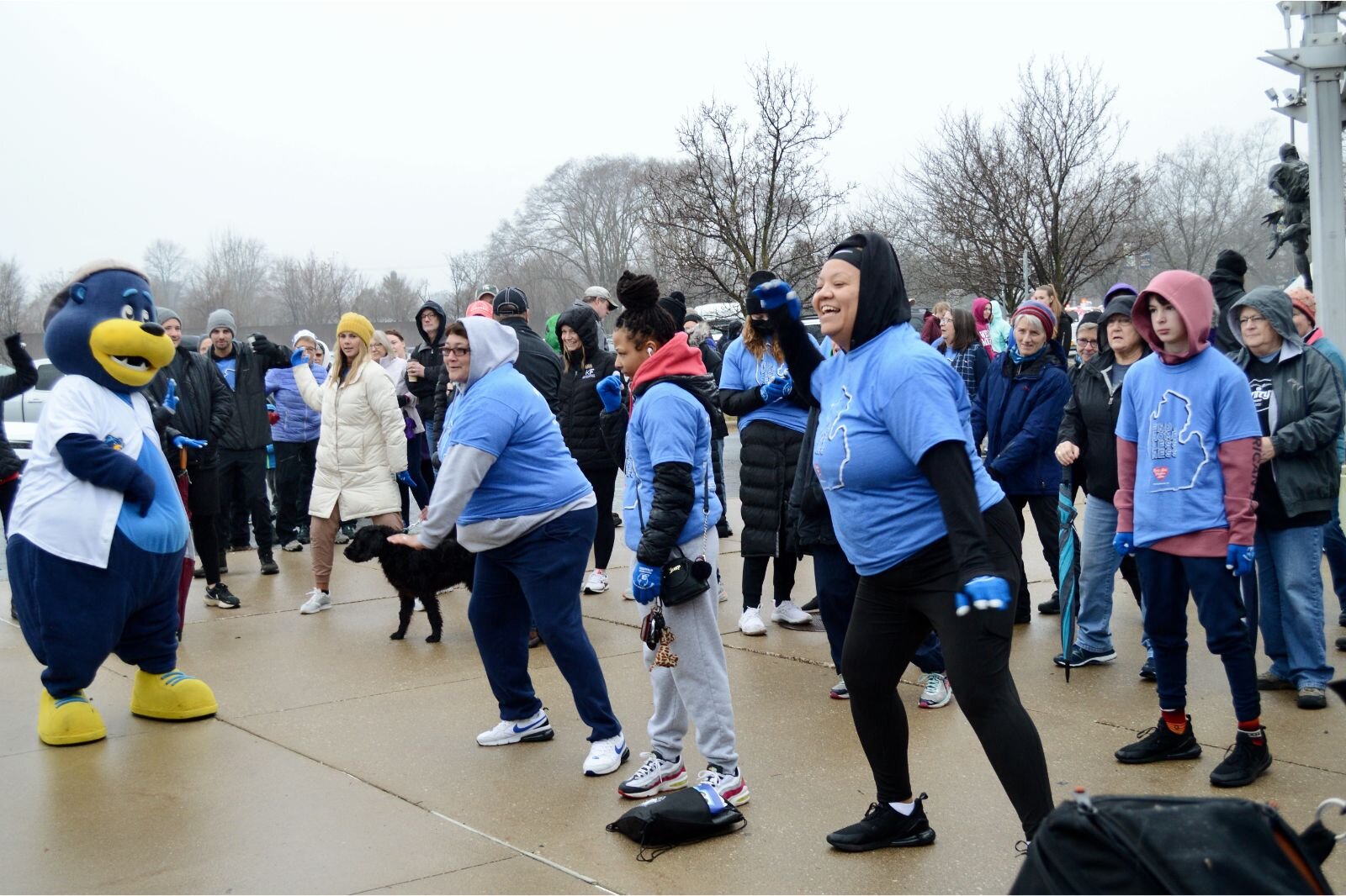 Warming up before the walk.