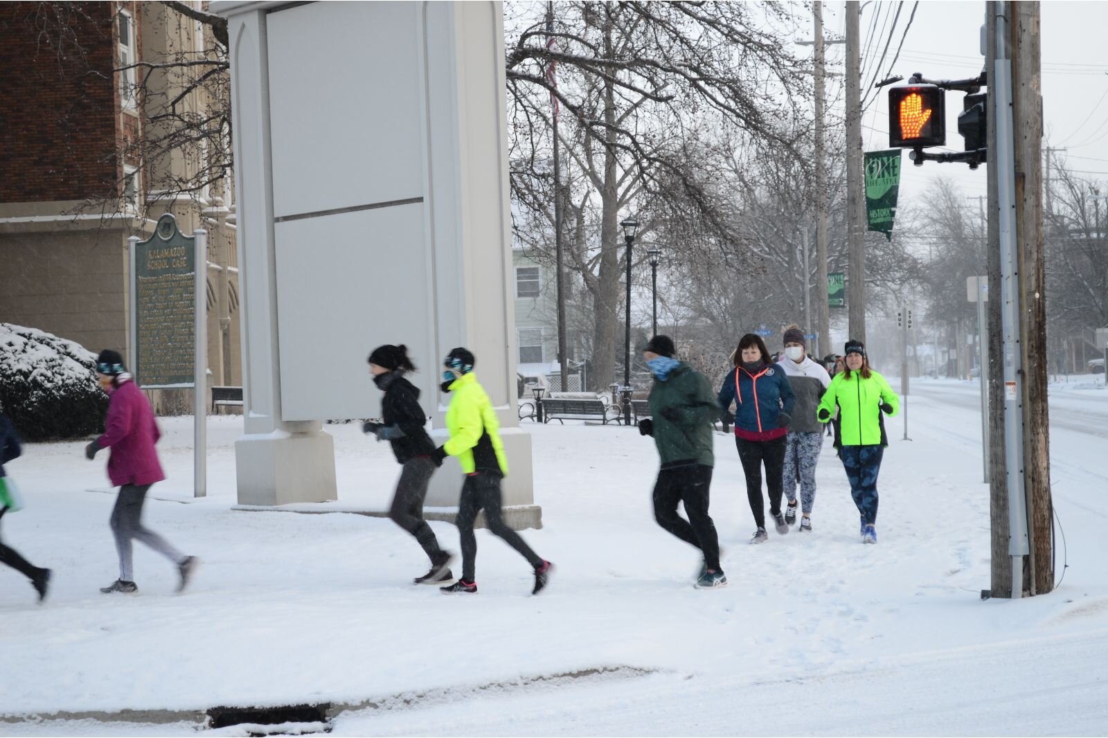 Run Kalamazoo's Run Camp took place on a frigid Saturday Morning, March 12. Runners left Chenery Auditorium for a 4.5 mile route to the Winchell neighborhood and back.