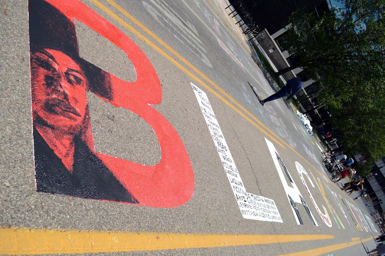 Artists were downtown creating Kalamazoo Black Lives Matter street art, June 19. 