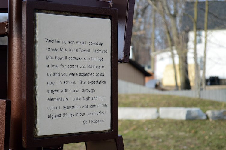 A sculpture features the quotes of Eastside neighbors.