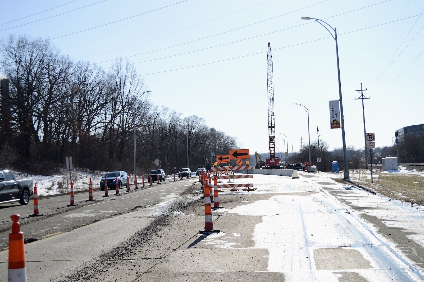 Construction started Feb. 14 with a culvert replacement south/west of Oliver Street. Work on resurfacing, the new median and pathway will begin in May. The project is expected to be finished at the end of October.