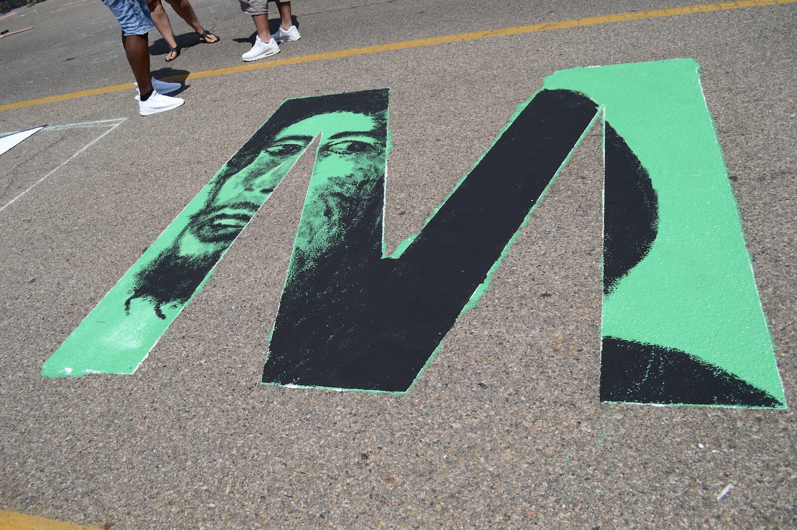 Artists were downtown creating Kalamazoo Black Lives Matter street art, June 19. 