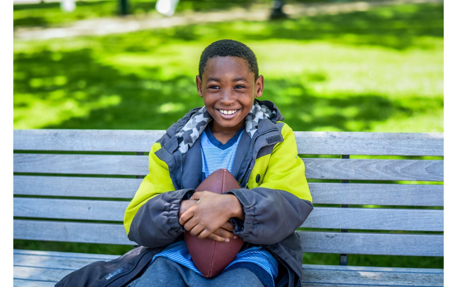 Elijah Williams in Bronson Park with his mother.