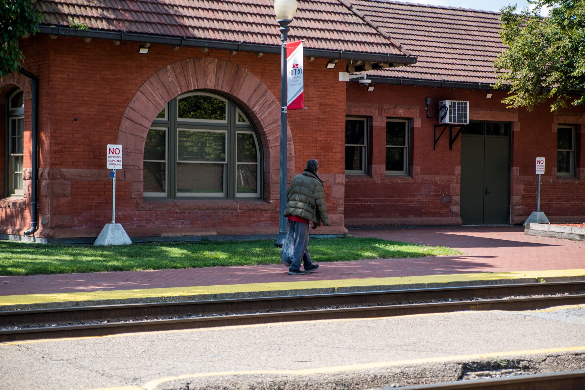 Outside of the Kalamazoo Transit Center on 459 N. Burdick.