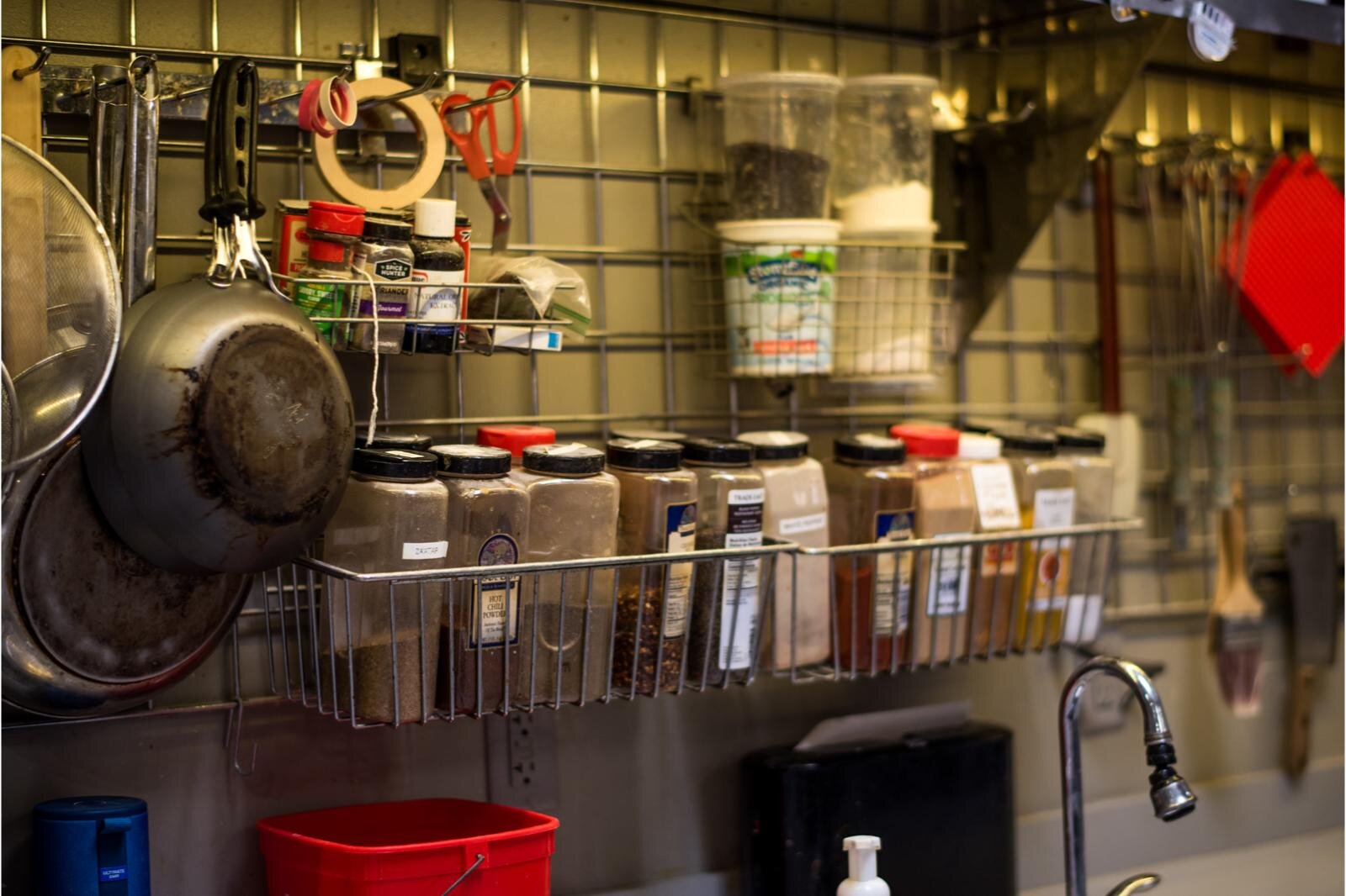 Some of the Sarkozy Bakery's many seasonings and baking utensils.