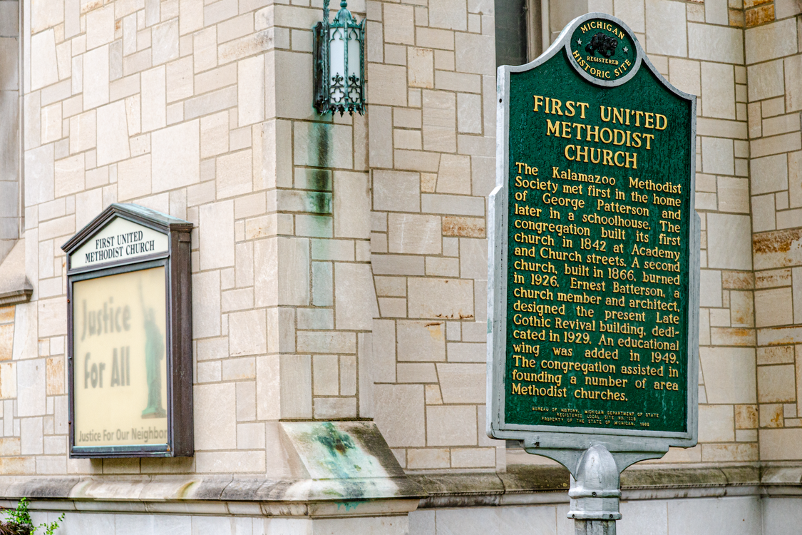 First United Methodist Church is one of the church on Bronson Park.