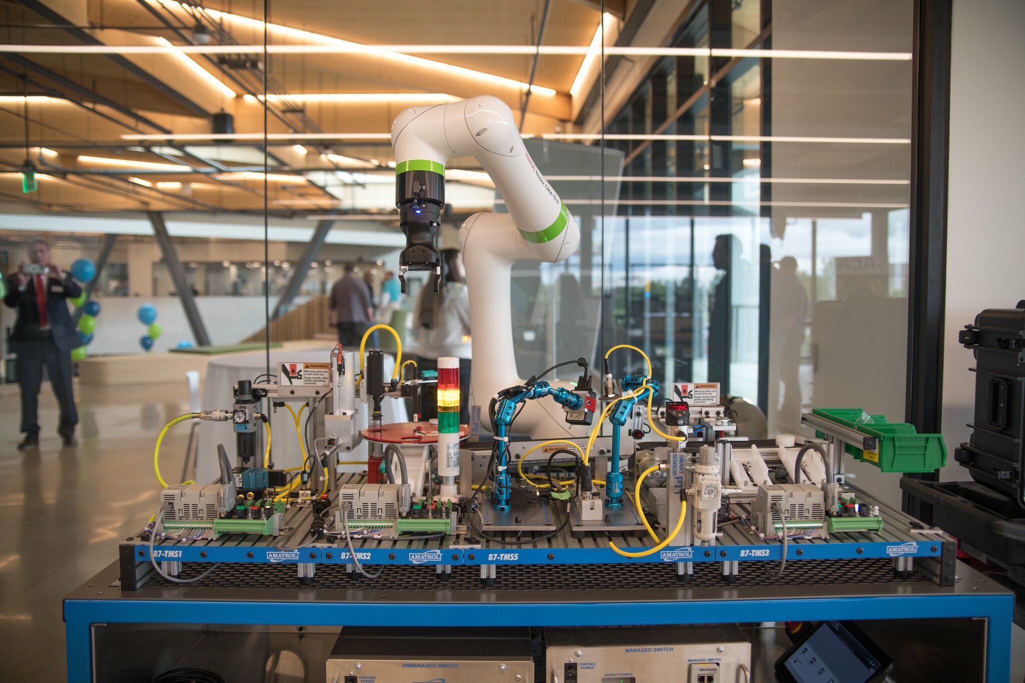 A robotic arm in the robotics lab of KRESA's Career Connect Center