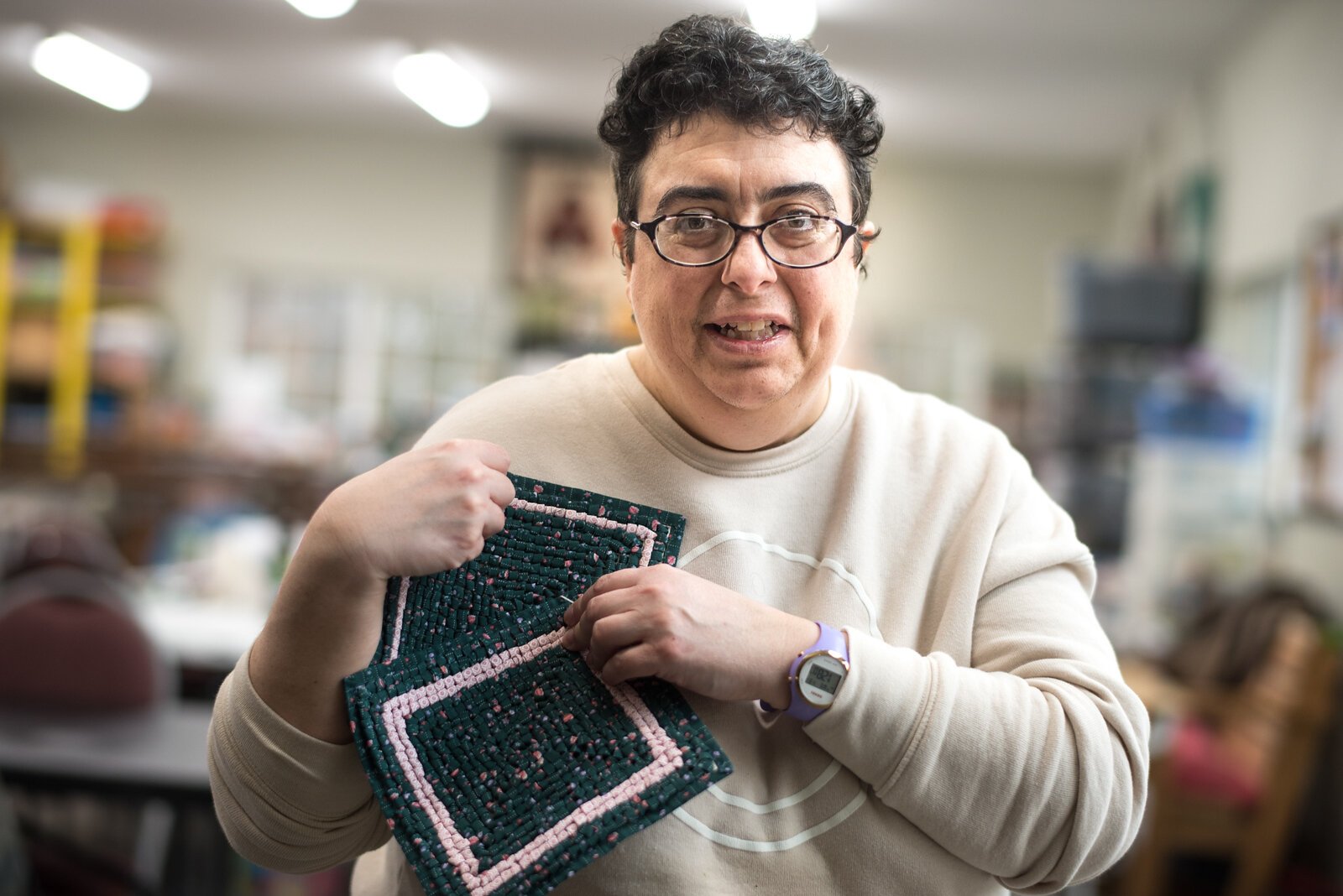 One participant shows off their work.