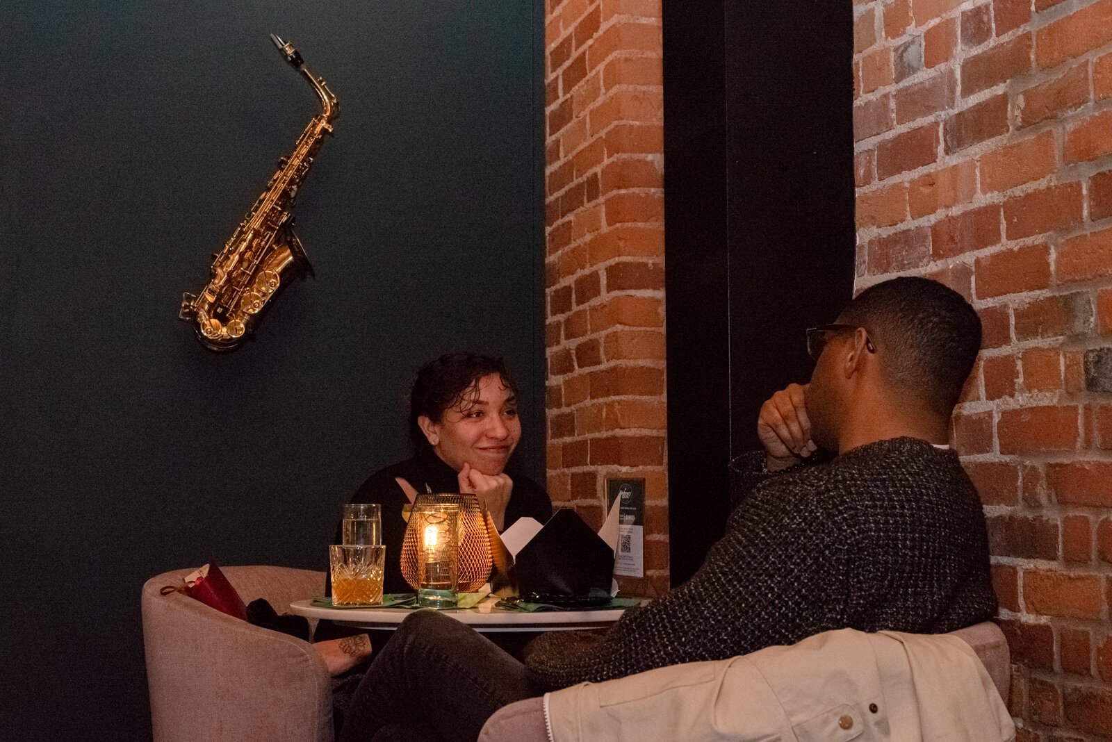 Maya James and Carl Brown enjoy a cocktail at Dabney and Co.