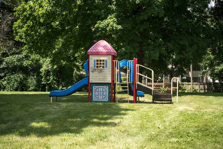 The play equipment at Reed Park stands ready for fun. Photo by Fran Dwight.