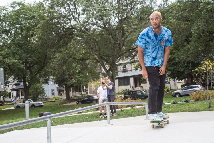 The Skate Plaza features rails, boxes and ramps.