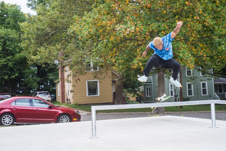 Skateboarders of all skill levels enjoy the simplicity of the Davis Street Skate Plaza.