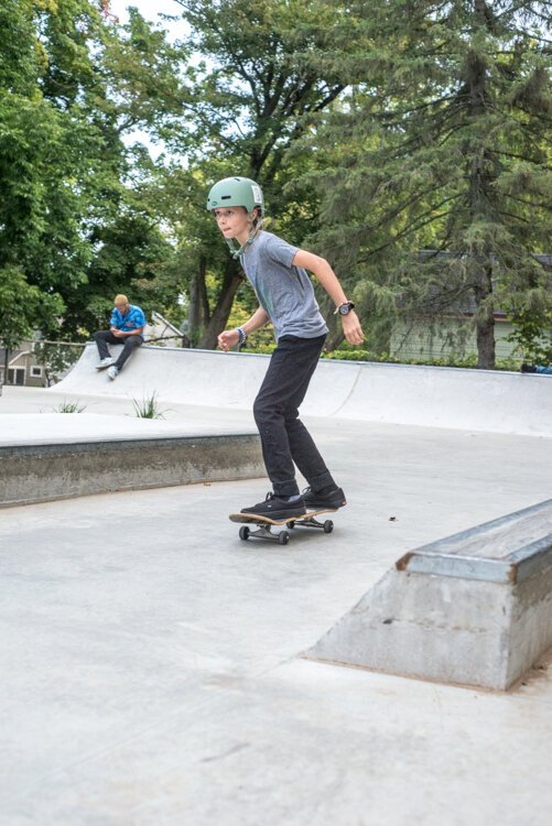 Skateboarders of all skill levels enjoy the simplicity of the Davis Street Skate Plaza.