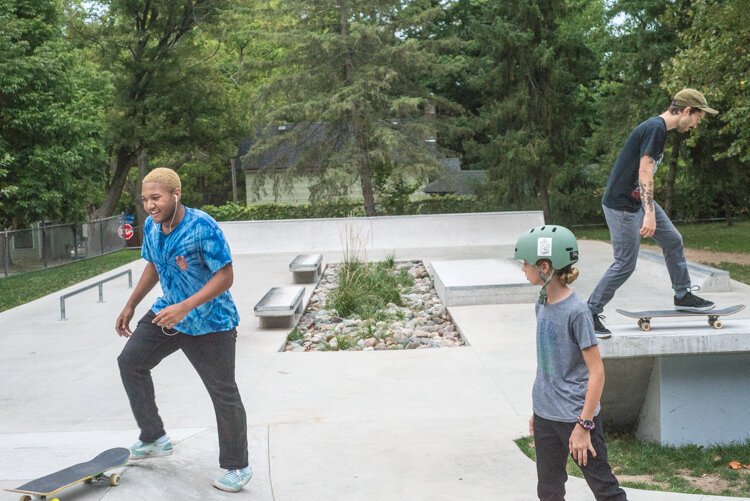 Skateboarders of all skill levels enjoy the simplicity of the Davis Street Skate Plaza.