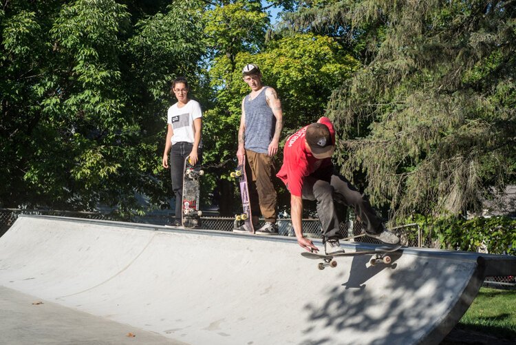 Skateboarders of all skill levels enjoy the simplicity of the Davis Street Skate Plaza.