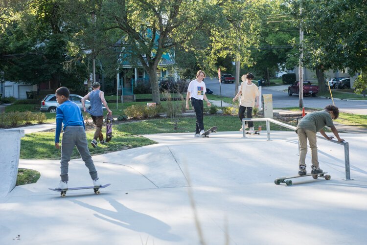 Skateboarders of all skill levels enjoy the simplicity of the Davis Street Skate Plaza.