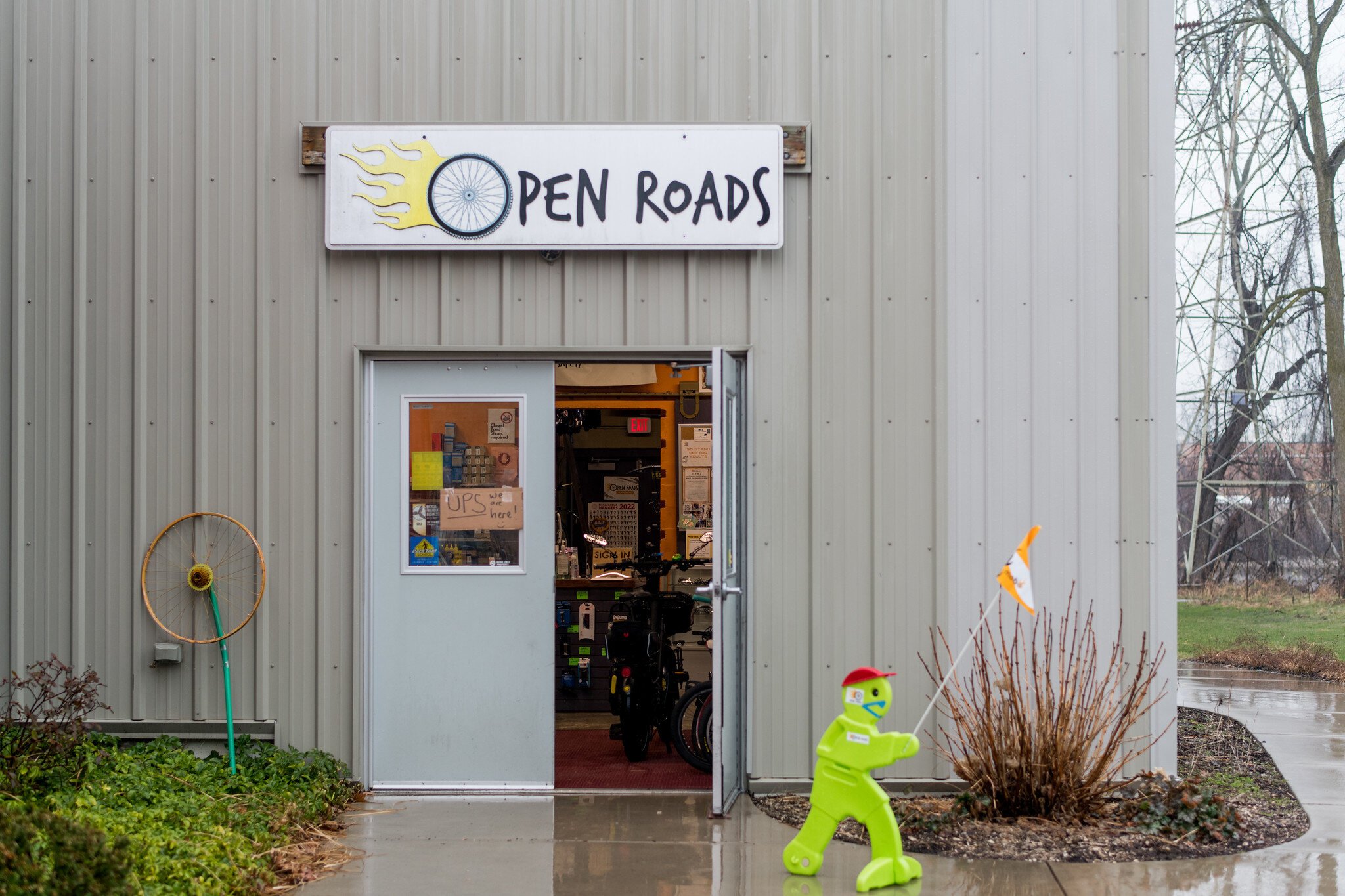 The door to the shop at Open Roads current location. 