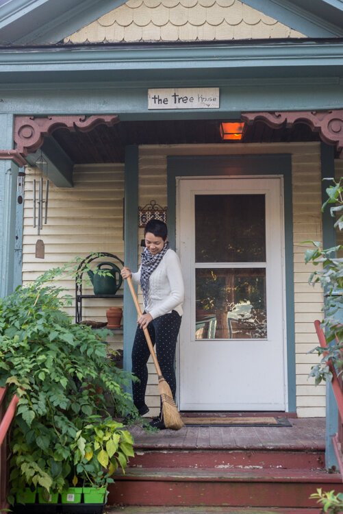 Vine resident and Vine Neighborhood Association board member Sarah Ruggles enjoys caring for her Cedar Street historic home.