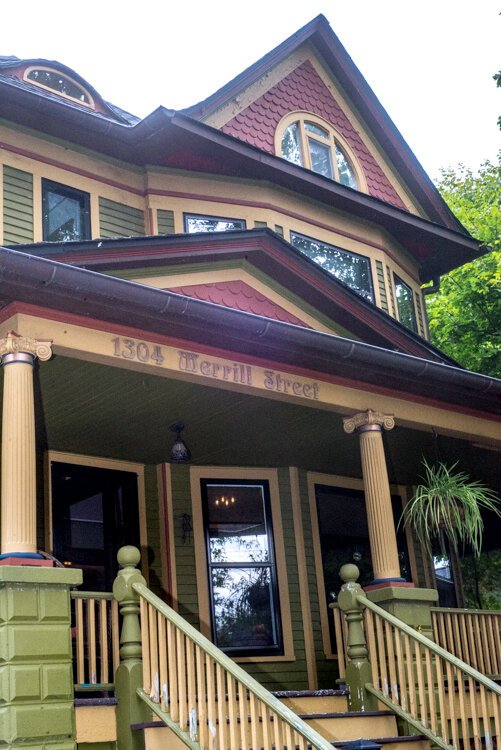 This Victorian Queen Anne on Merrill Street is painted in cheerful, welcoming colors.