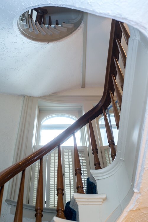 One awe-inspiring feature of the Dannison's Rose St. historic home is the spiral staircase.