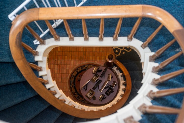 One awe-inspiring feature of the Dannison's Rose St. historic home is the spiral staircase.