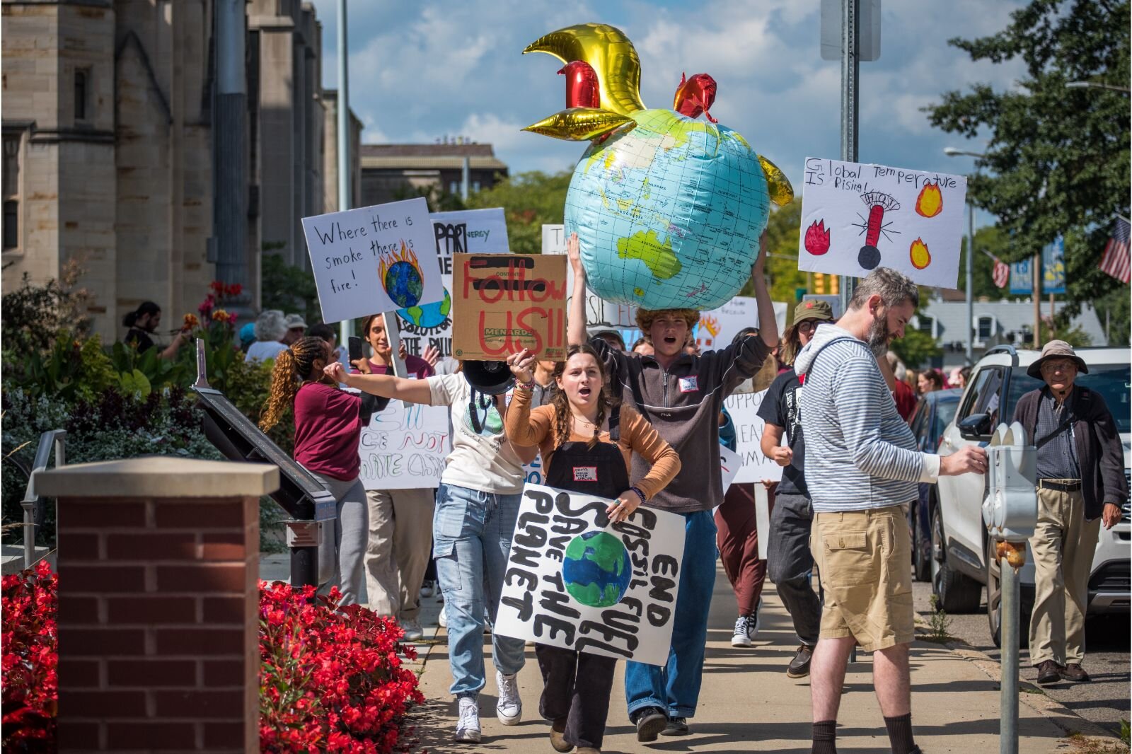 Close to 150 people turned up for the Youth Climate Strike in downtown Kalamazoo.