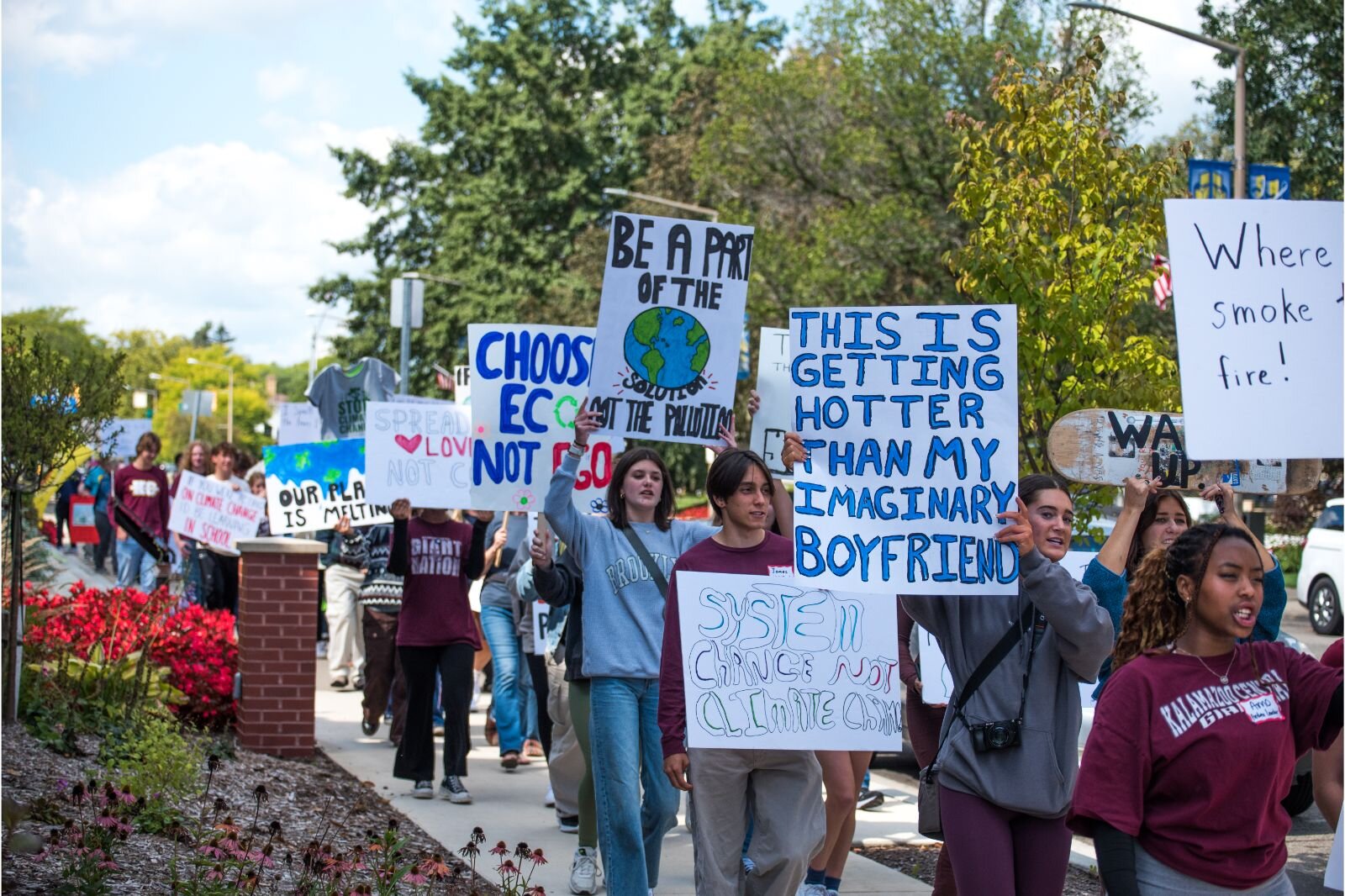 Close to 150 people turned up for the Youth Climate Strike in downtown Kalamazoo.