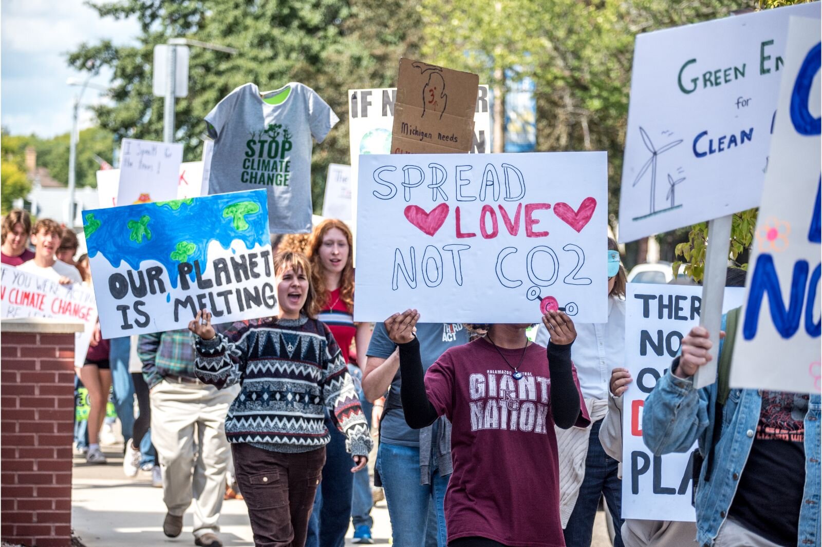 Close to 150 people turned up for the Youth Climate Strike in downtown Kalamazoo.