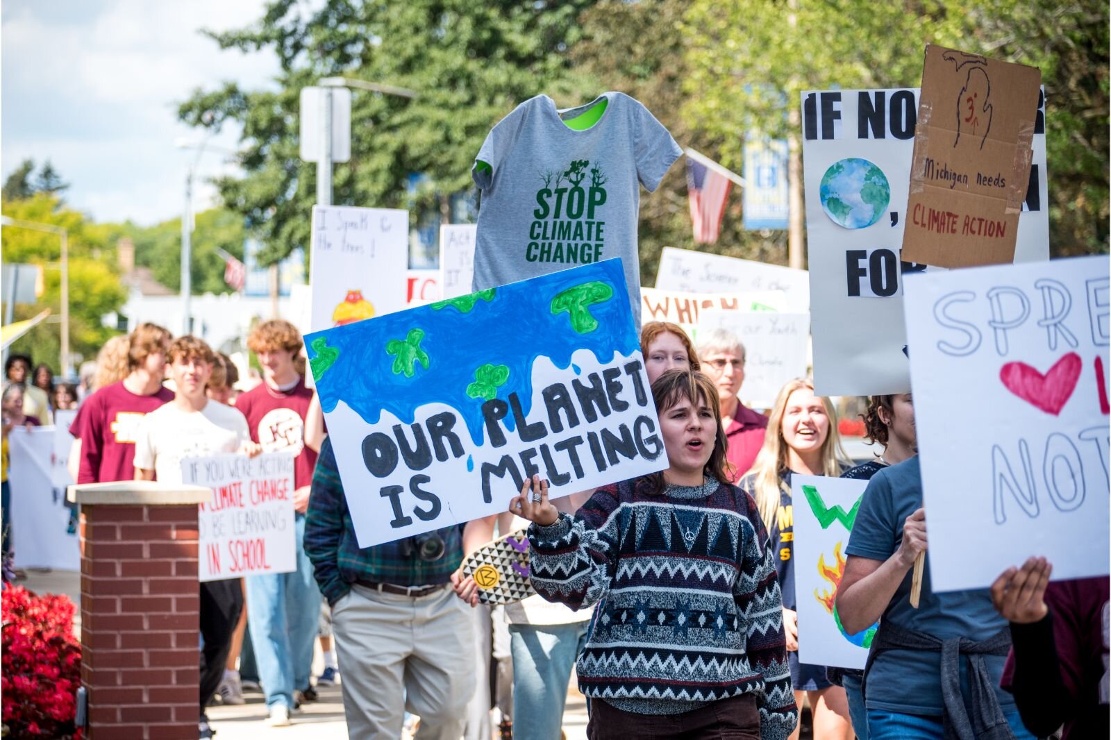 Students marched through downtown Kalamazoo last Friday as part of the Youth Climate Strike.