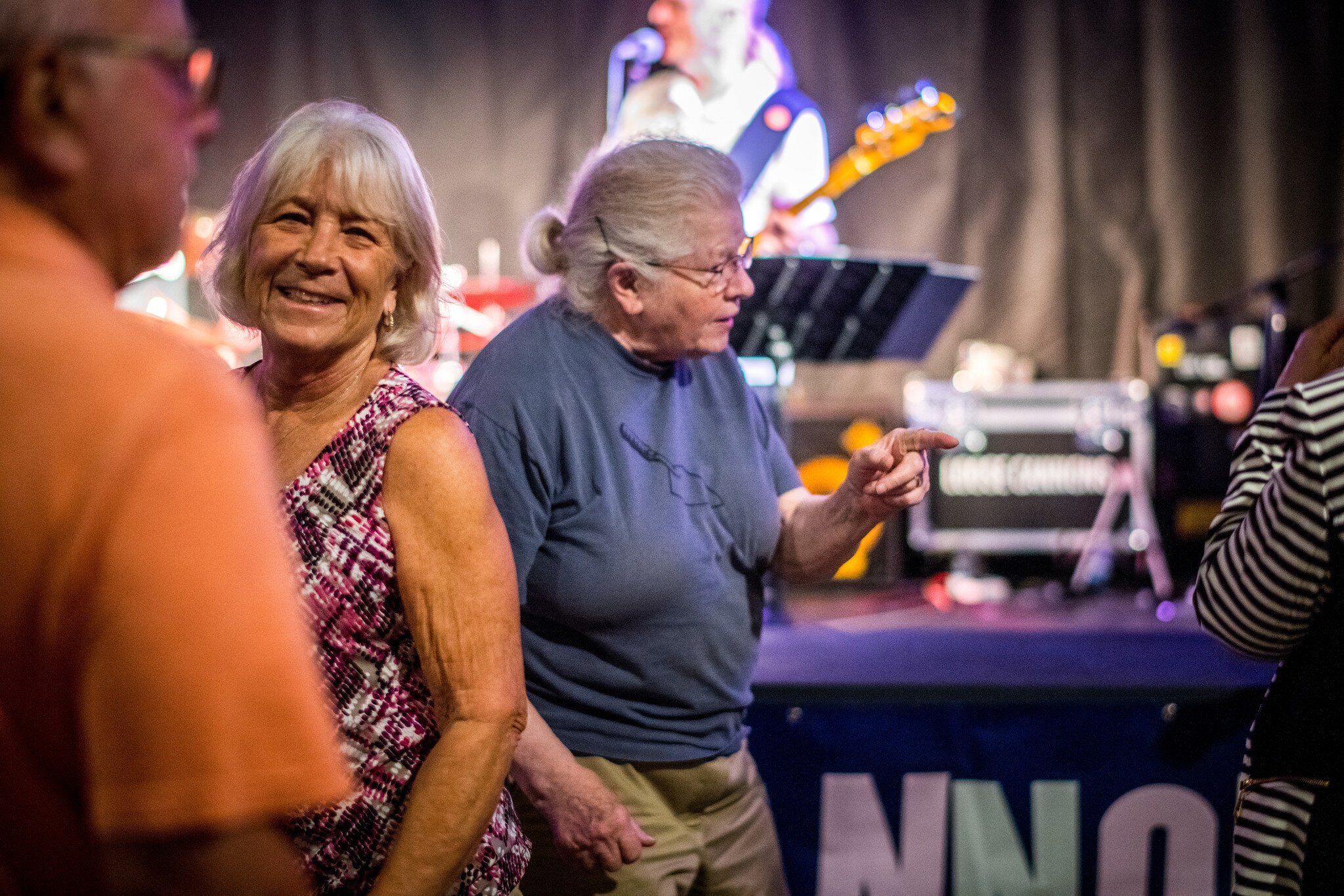 Judy Sarkozy revs up on the dance floor at the Geezer Happy Hour.