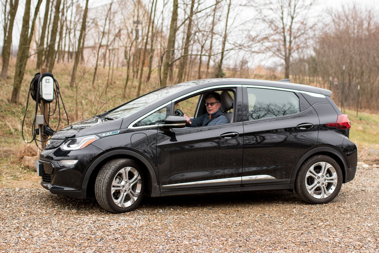 Writer Mark Wedel at a charging station at the Fetzer Institute's GilChrist Retreat Center in Three Rivers.