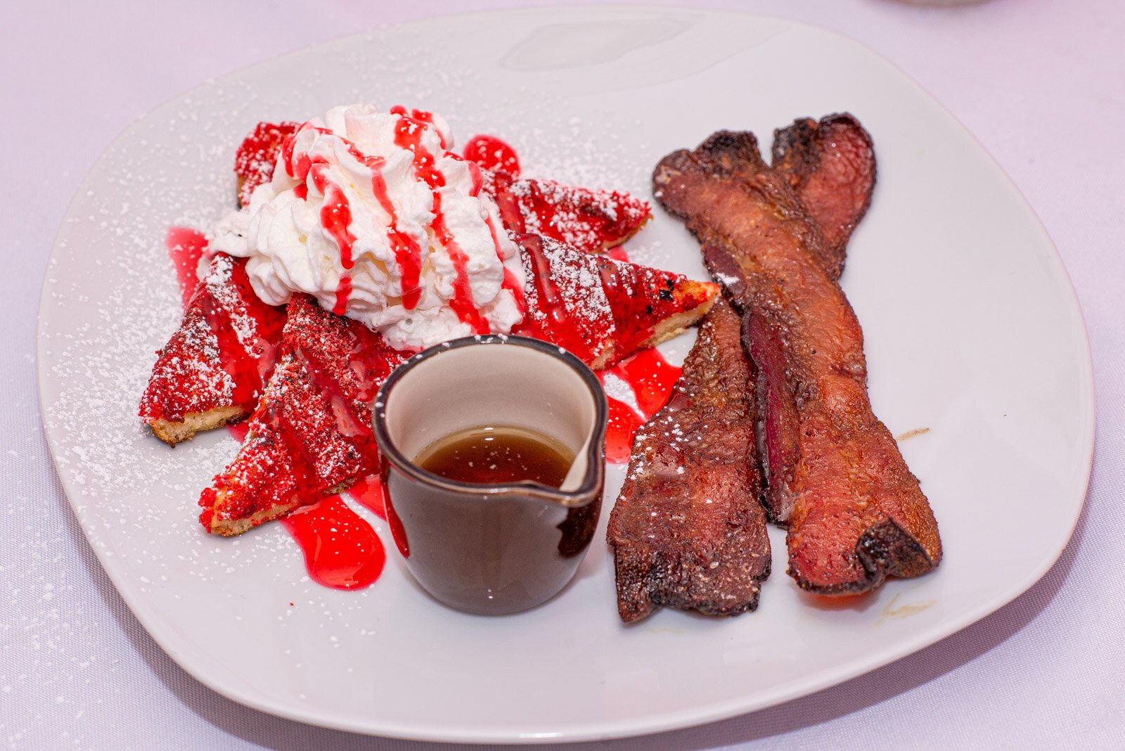One of the pink dishes on the menu is Crunchberry French Toast. 