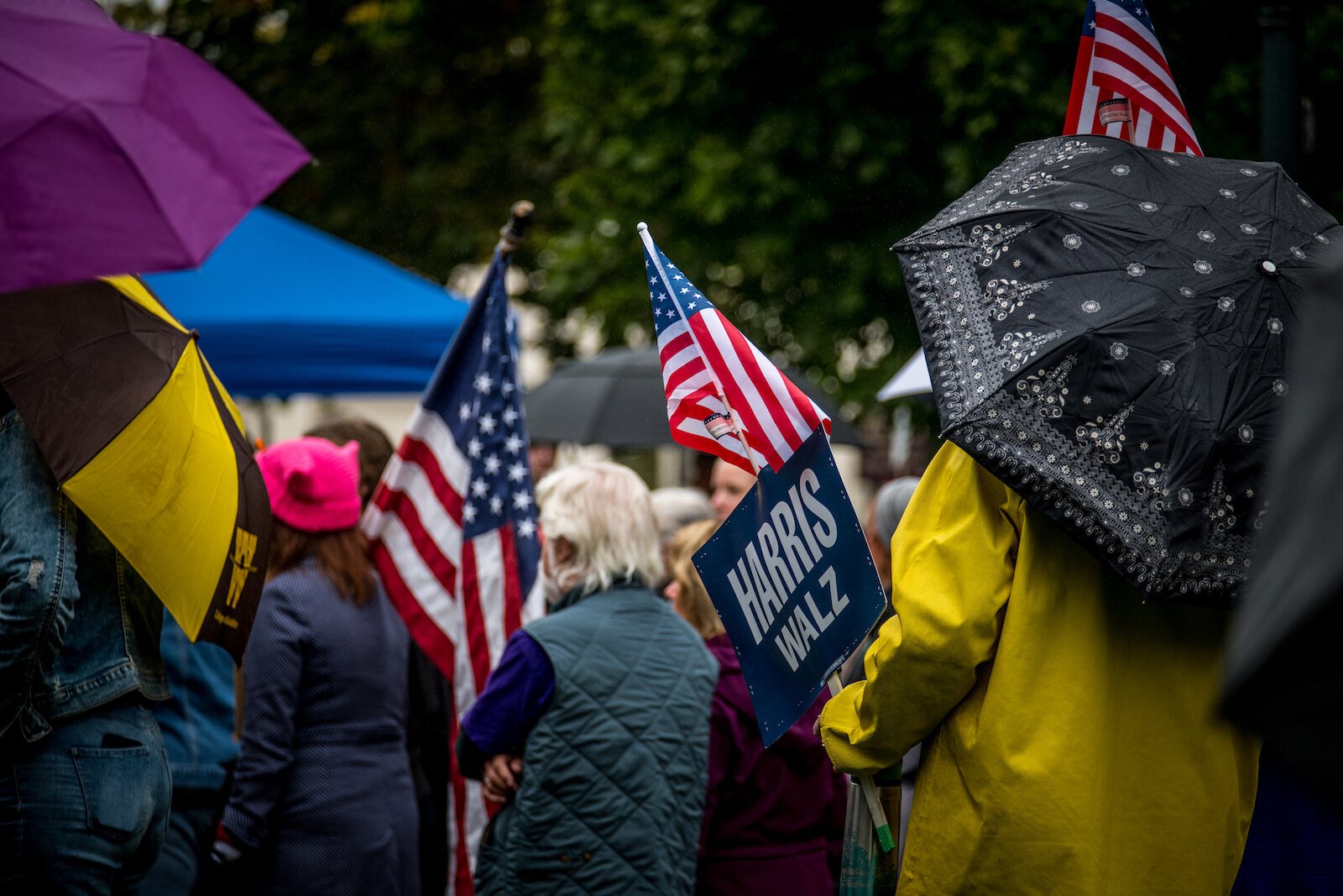 Marchers came prepared with signs and umbrellas for the 2024 Kalamazoo's Women's March.