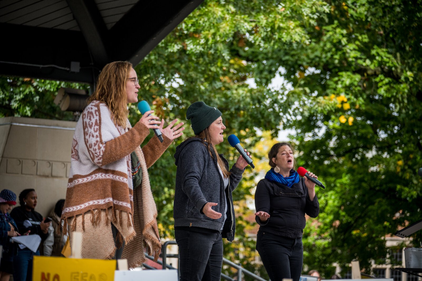 Music helped warm up the crowd at the 2024 Kalamazoo's Women's March.