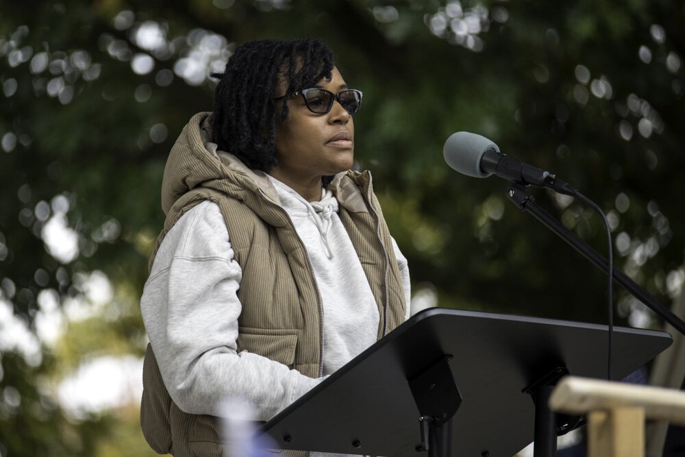 Maya Davis, Mom's Demand Action, spoke at the Women's March.