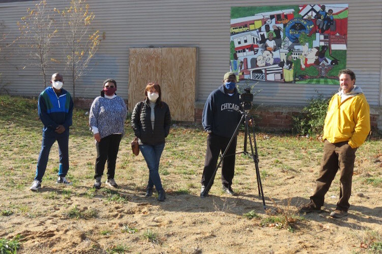 Documentarian and former Eastside resident Gerald King interviewed residents and Eastside Sunrise Plaza Design Team members in November at the plaza site.