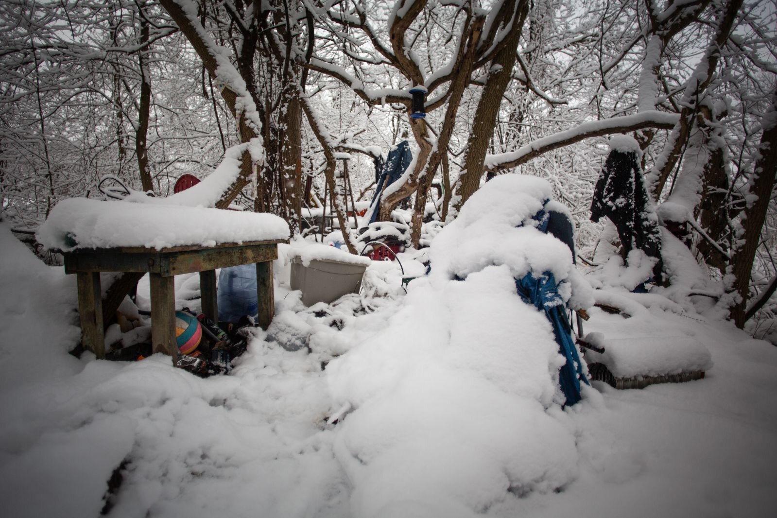 A small encampment on Kalamazoo's eastside.