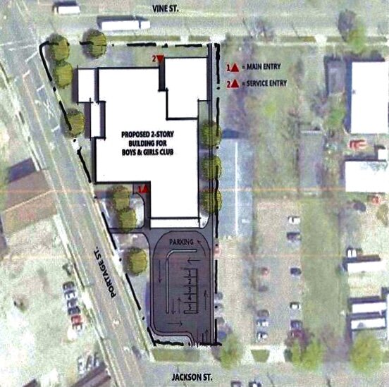 The location of the planned new facility for the Boys & Girls Club of Greater Kalamazoo.