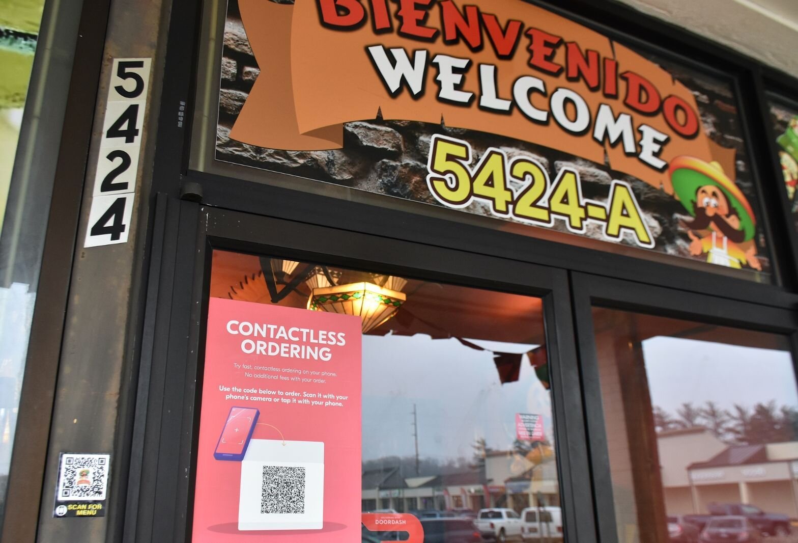 Contactless ordering sign at LaCocina on Beckley Road.