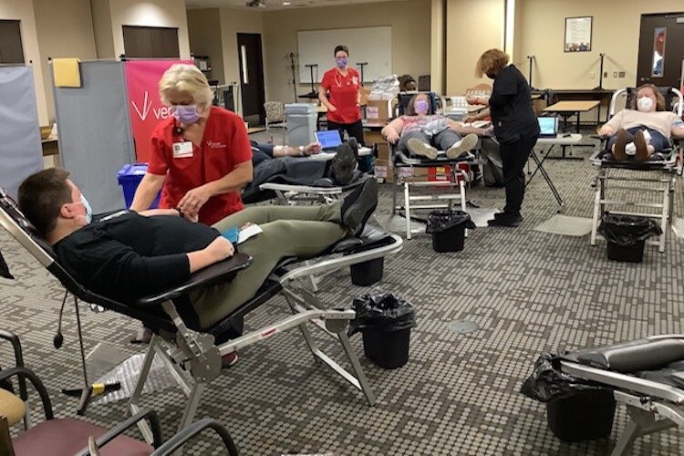 Family Health Center staff take part in blood drive for Versiti as part of 50 Acts of Kindness for 2021.