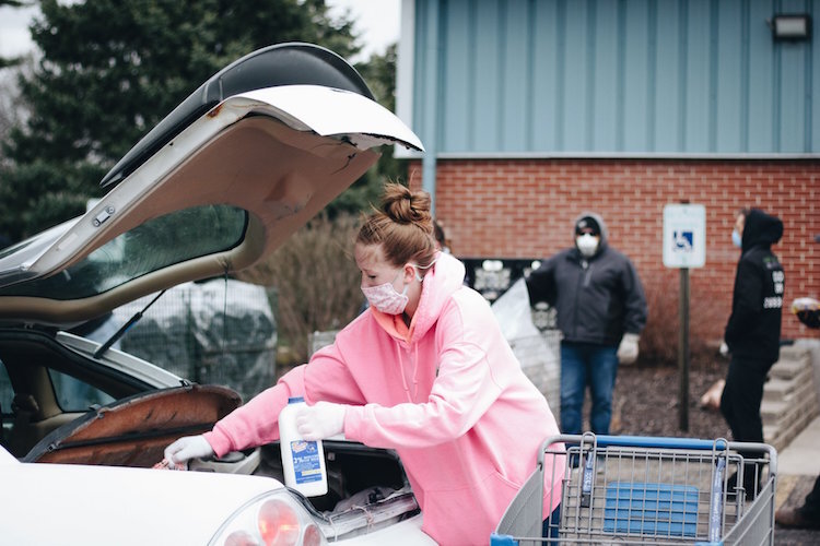 Victory Life Church members volunteered at a recent drive-thru food pick-up at 5451 Wayne Road un Battle Creek. 