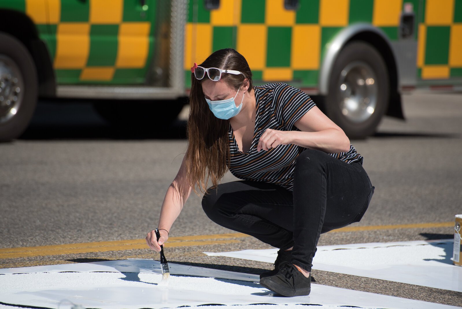 Painting the Black Lives Matter mural on Rose Street, between Lovell and South streets painted on Friday afternoon.