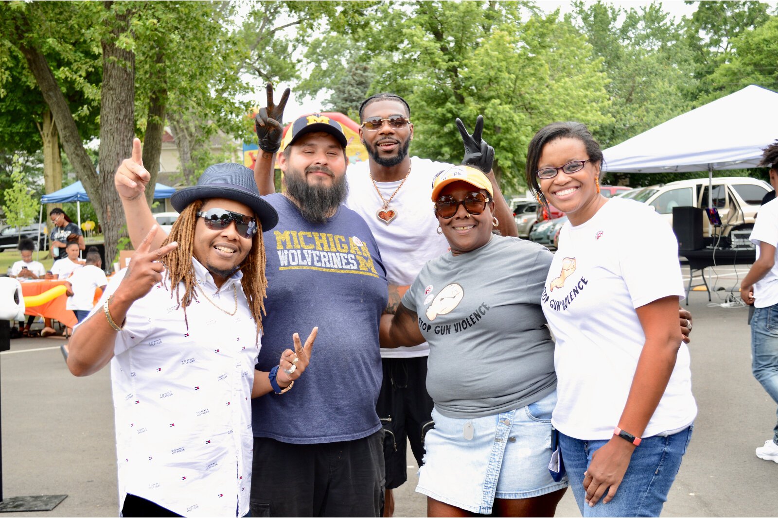 Some of the many leaders behind the rally. From left, Michael Wilder (Group Violence Intervention, Peace During War), Kalamazoo City Commissioner Estevan Juarez, Sammy Graves (BLOCKS Club), Gwendolyn Hooker (H.O.P.E.), Charlae Davis (ISAAC).