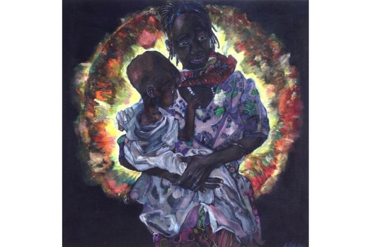 Jeanne Field's "Hunger in Darfur" demonstrates the suffering due to famine.