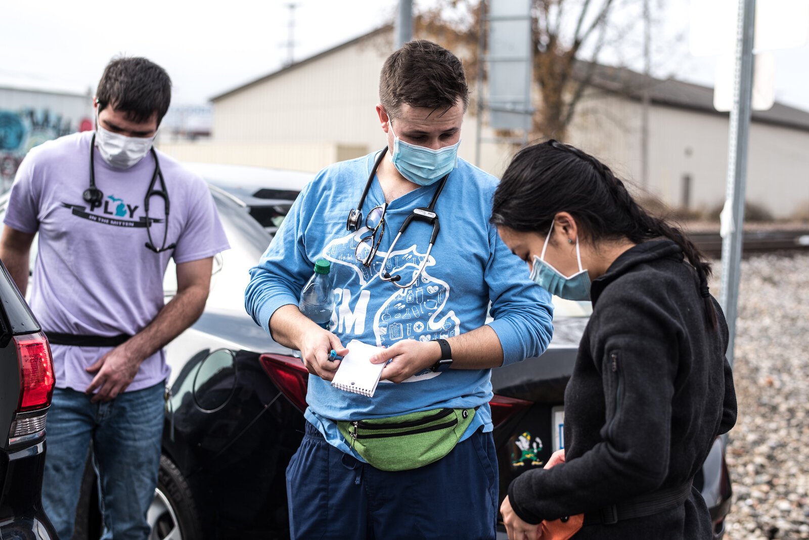 To study feasibility and to provide care, WMed is launching a pilot program to provide telehealth care to local children with no access to clinics or needed specialists. Street Med providers are seen here helping adults in November 2022.